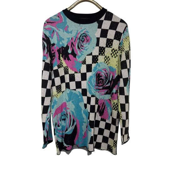 Delia's by Dolls Kill Dream Drifting Checkered Sweater Sz M - Picture 5 of 7